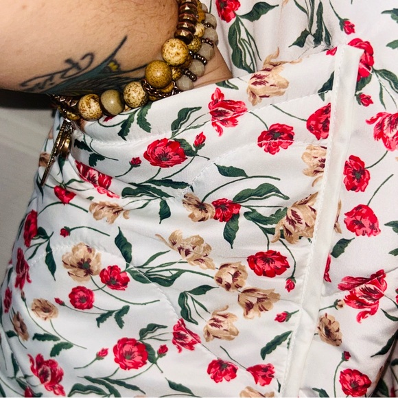 DRAPER JAMES RSVP Floral WhitePuffer Warm Zip Jacket Plus Pockets Beautiful XXL - Picture 5 of 8